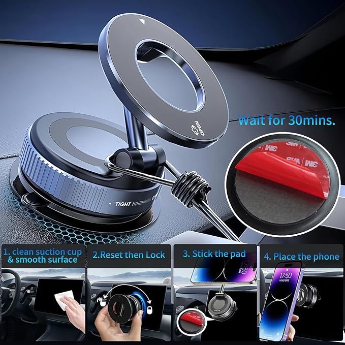 360° Vacuum Suction Cup Magnetic Car Phone Holder
