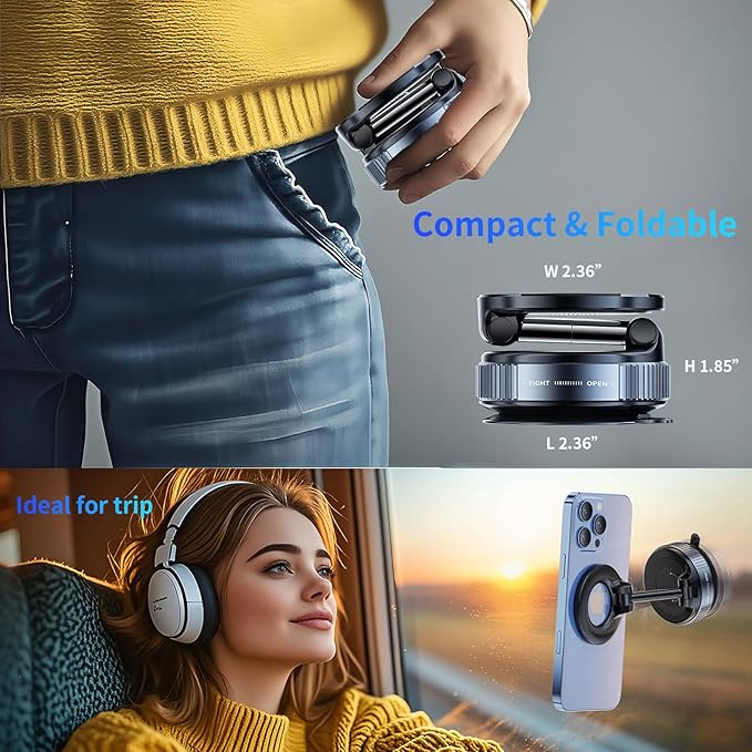 360° Vacuum Suction Cup Magnetic Car Phone Holder