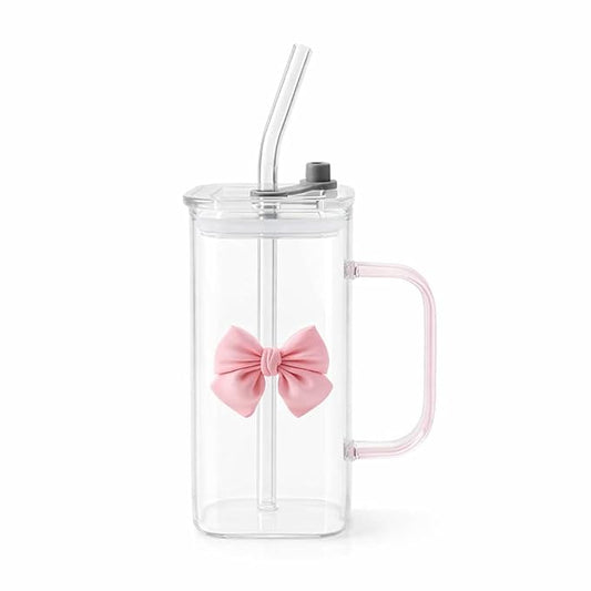 Cute Pink Bow Glass Cup